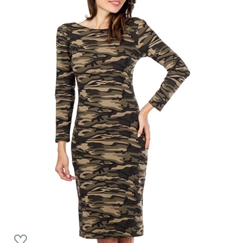 NY&C Camo Long Sleeve BodyCon Dress